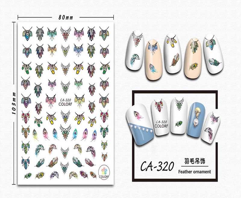 CA-320 3D Feather Ornament Nail Sticker