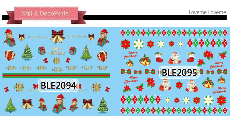 BLE2094-2104 Christmas Water Nail Art Sticker