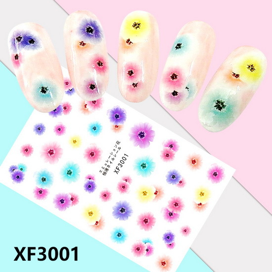 XF3001 3D Self Adhesive Flower Nail Art Sticker 