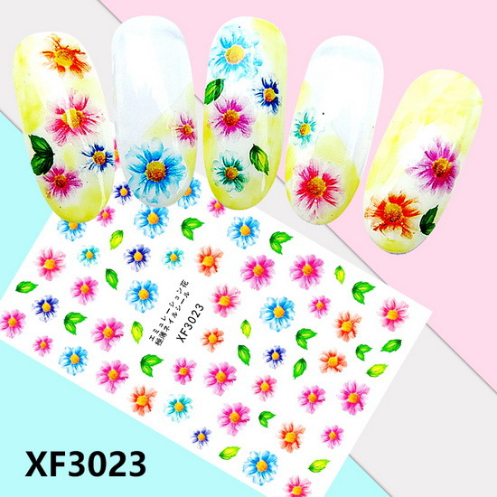 XF3023 3D Self Adhesive Flower Nail Art Sticker 