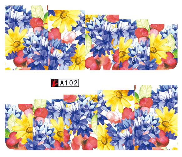 A097-102 Flower Water Nail Sticker
