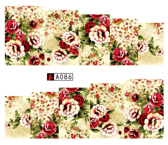 A085-090 Flower Water Nail Sticker
