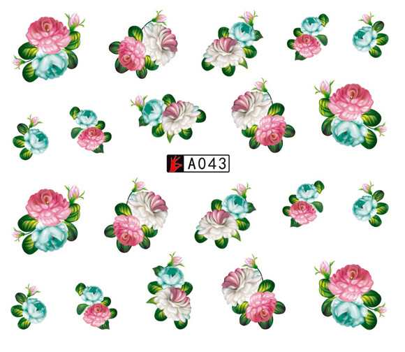 A043-048 Flower Water Nail Sticker
