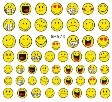 M+572-579 Emoji And Cat Water Nail Sticker 