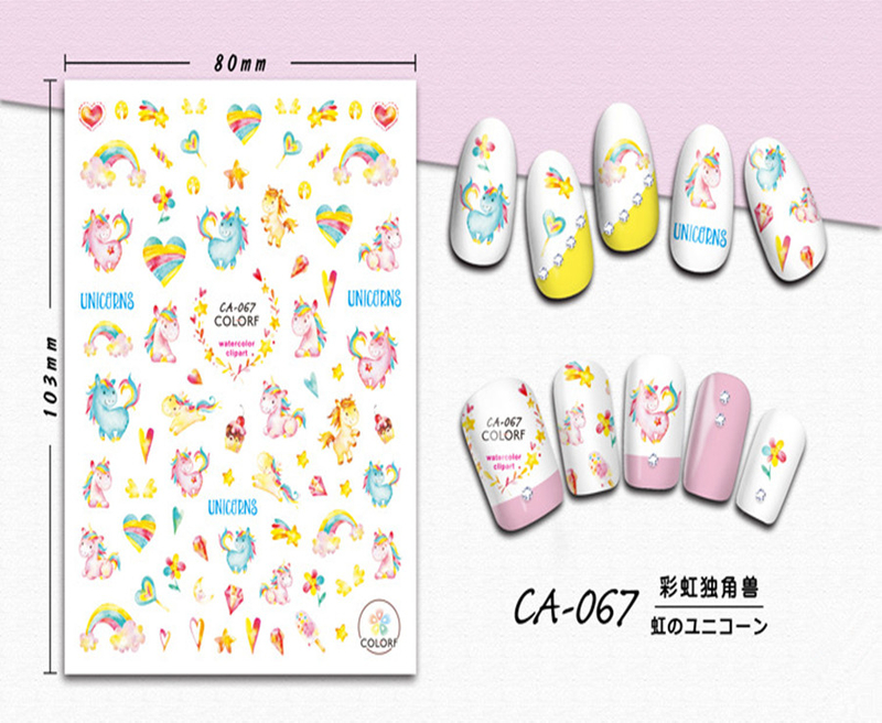 CA-067 3D Rainbow Unicorn Nail Sticker