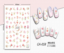 CA-058 3D Pink Watercolor Flower Nail Sticker