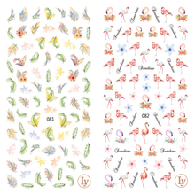 LY081-082 Thin 3D Feather And Flamingo Nail Art Sticker