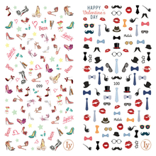 LY099-100 Thin 3D High heels and hat Nail Art Sticker