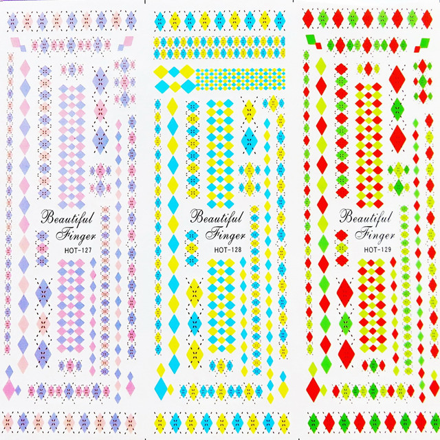 HOT127-129 Rhombus Water Nail Sticker