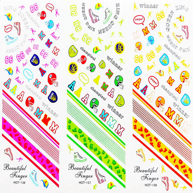 HOT136-138 Letters And Number Water Nail Sticker