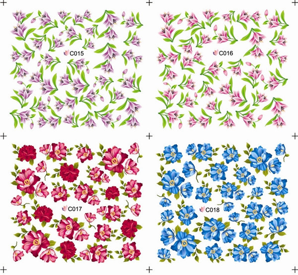 C015-018 Flower Water Nail Sticker