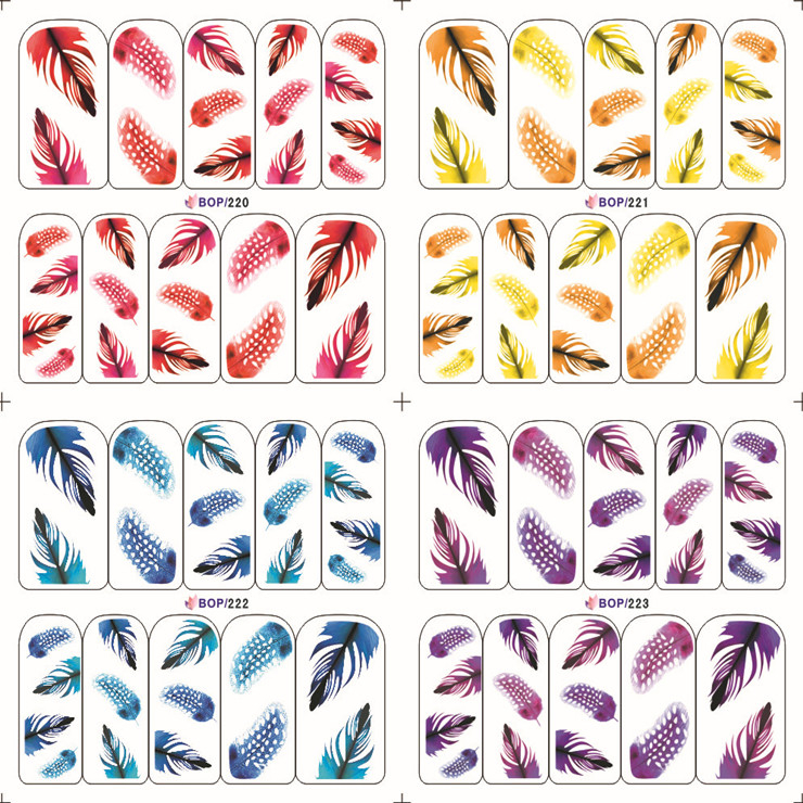 Feather Water Nail Sticker(Single Or 4 in 1)