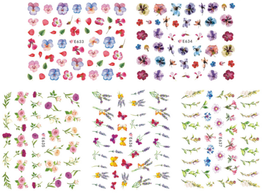 E633-643 3D Flower Simulation Nail Art Sticker