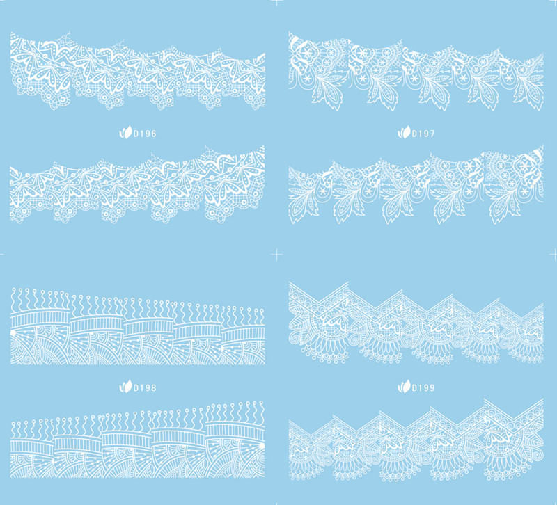 D188-199 White Water Nail Sticker