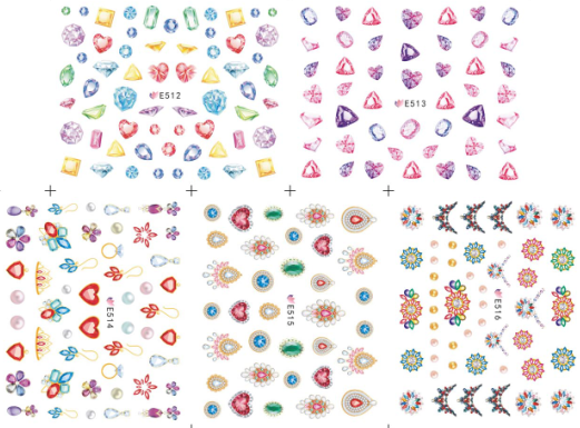 E511-522 3D Heart Jewelry Decoration Simulation Nail Art Sticker