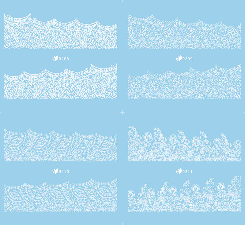 D200-215 White Water Nail Sticker