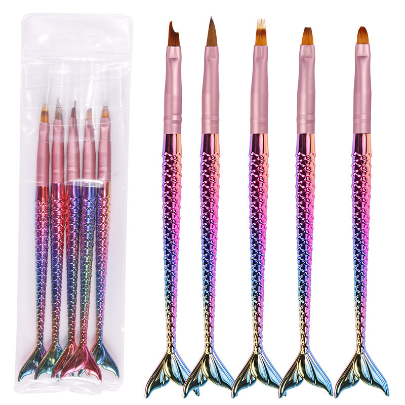5pcs Mermaid Pen Personalized Handle Nail Brush Set