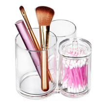 Clear Cotton Swab Box Makeup Brushes Case Nail Polish Rack Lipstick Holder 