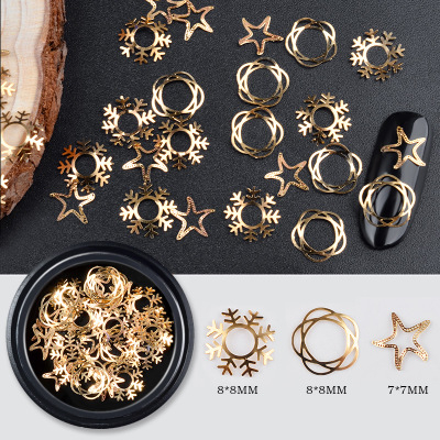 Christmas Snowflake DIY Gold Nail Art Decoration Accessories