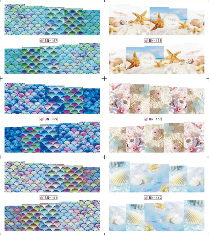 BN157-168 Seashell Starfish Water Nail Sticker