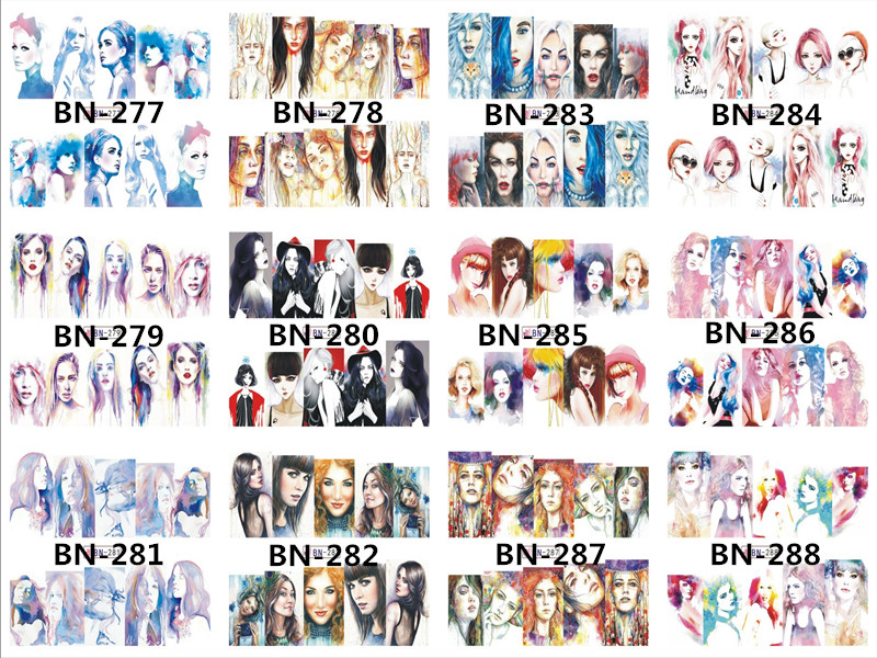 BN277-288 Character Water Nail Sticker