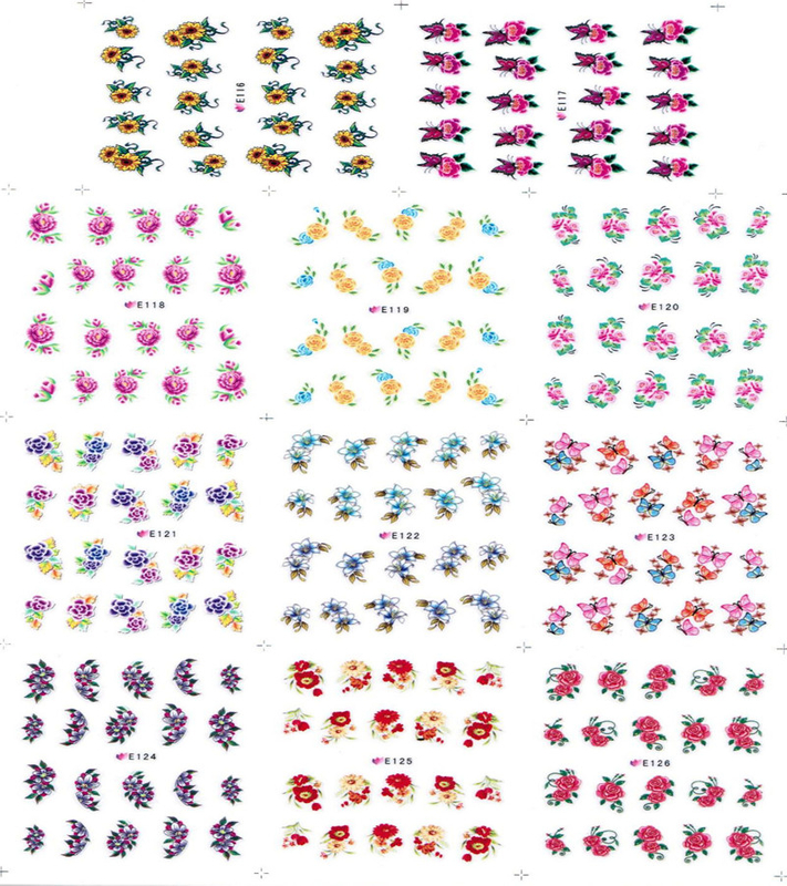 E116-126 3D Flower Simulation Nail Art Sticker