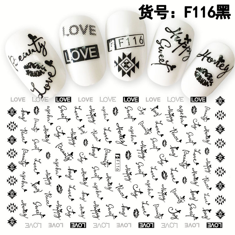 F116 DIY Design 3D Self Adhesive Words Nail Art Sticker