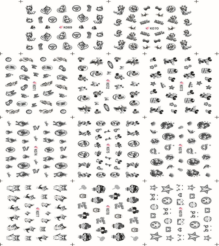 K069-079 3D Black Simulation Nail Art Sticker