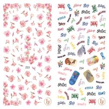 LY213-214 Thin 3D Peach Blossom And Words Nail Sticker