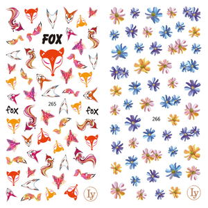 LY265-266 Thin 3D Fox And Flower Nail Sticker