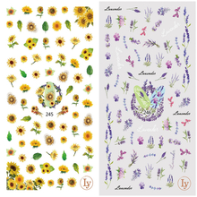 LY245-246 Thin 3D Sunflower And Lavender Nail Art Sticker