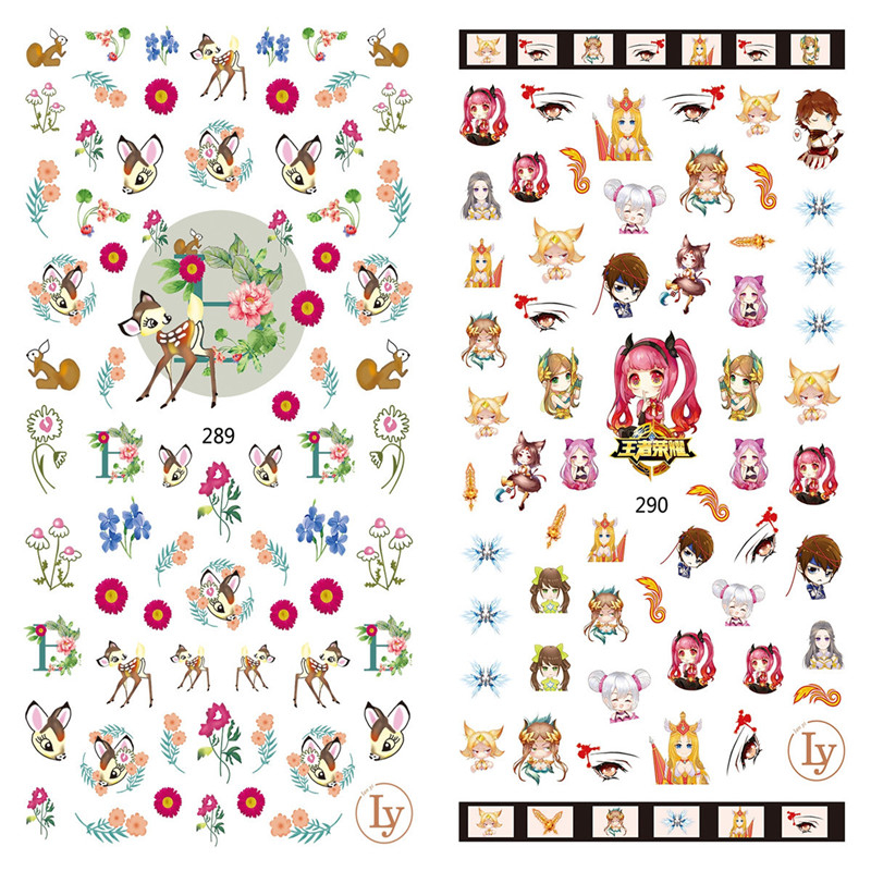 LY289-290 Thin 3D Deer And Cartoon Nail Sticker
