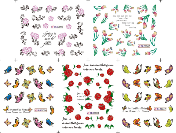 Flower Water Nail Sticker Nail Decal 