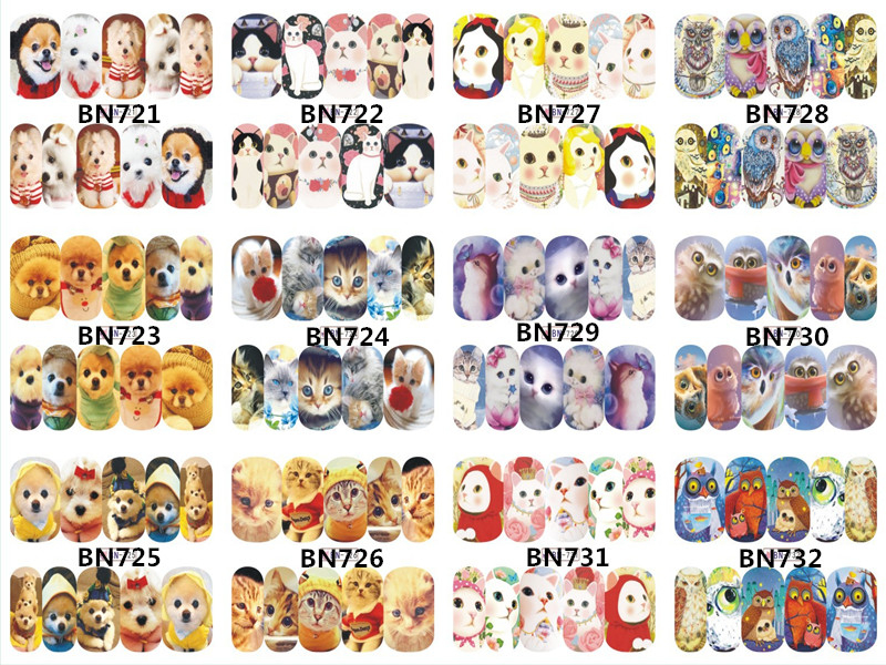 BN721-732 Animal Water Nail Sticker
