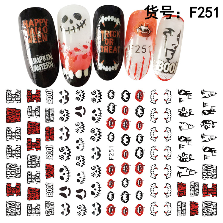 F251 DIY Design 3D Self Adhesive Halloween Nail Art Sticker