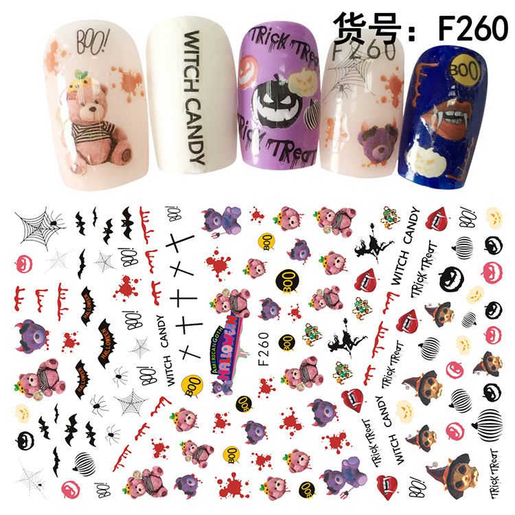 F260 DIY Design 3D Self Adhesive Halloween Nail Art Sticker