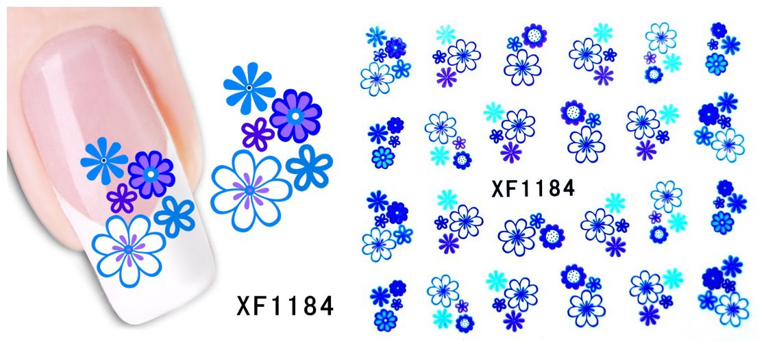 XF1181-1186 Flower Water Nail Sticker