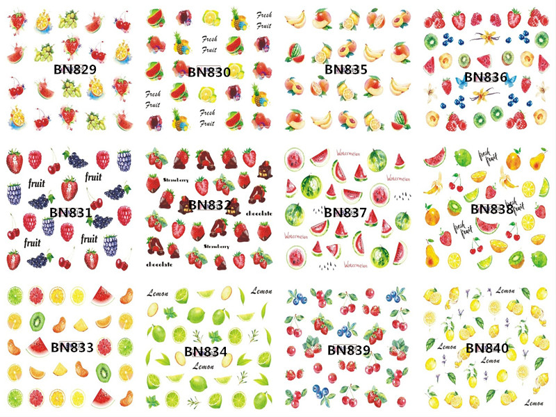 BN829-840 Fruit Water Nail Sticker
