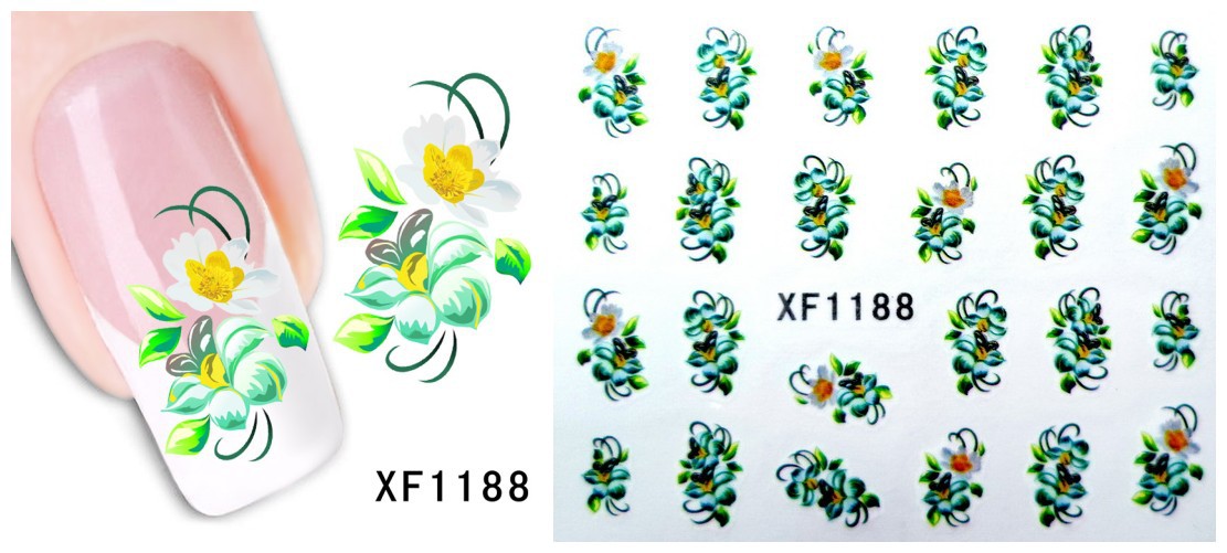 XF1187-1192 Flower Water Nail Sticker