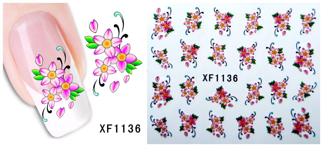 XF1133-1138 Flower Water Nail Sticker
