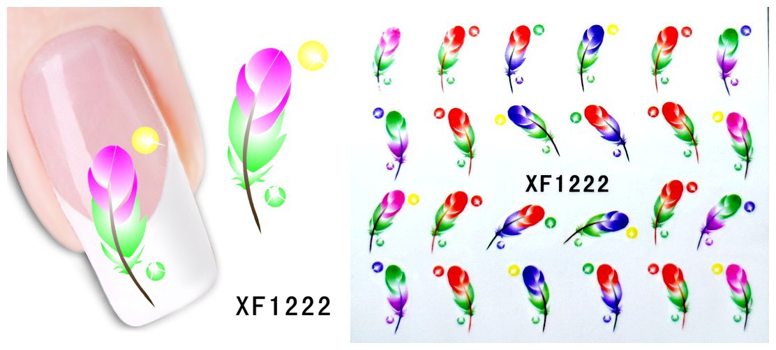 XF1217-1222 Butterfly And Feather Water Nail Sticker