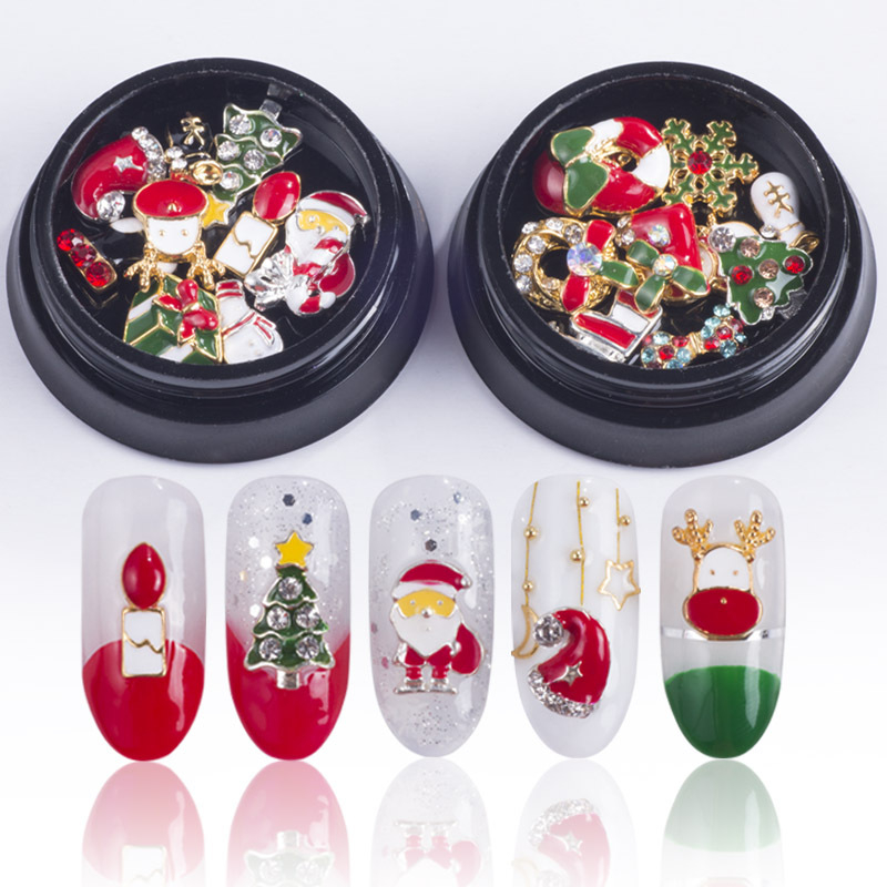 3D Christmas Alloy Nail Decoration in Jar