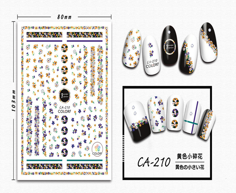 CA-210 3D Yellow Small Floral Nail Sticker