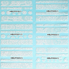 HBJY019-024 White Lace Nail Art Sticker 