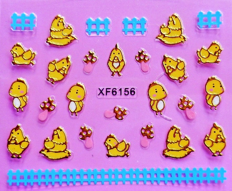 XF6153-6158 3D Gold Metal Nail Art Sticker 