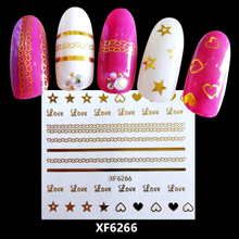 XF6266 3D Gold Metal Nail Art Sticker 