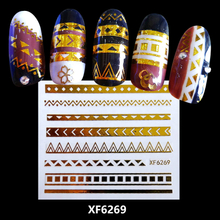 XF6269 3D Gold Metal Nail Art Sticker 