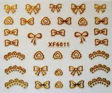 XF6007-6012 3D Gold Metal Nail Art Sticker 