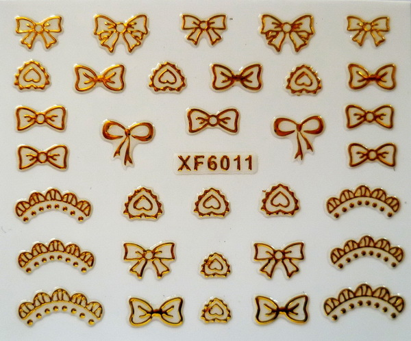 XF6007-6012 3D Gold Metal Nail Art Sticker 