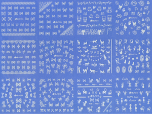HBJY205-216 3D White Bow And Cat Nail Art Sticker 
